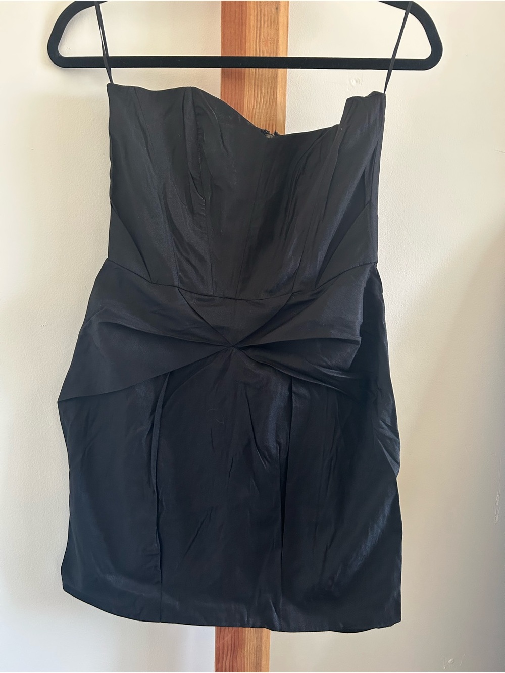 Lush Black Strapless Spaghetti-Strap Mini Dress with Twist Waist Detail